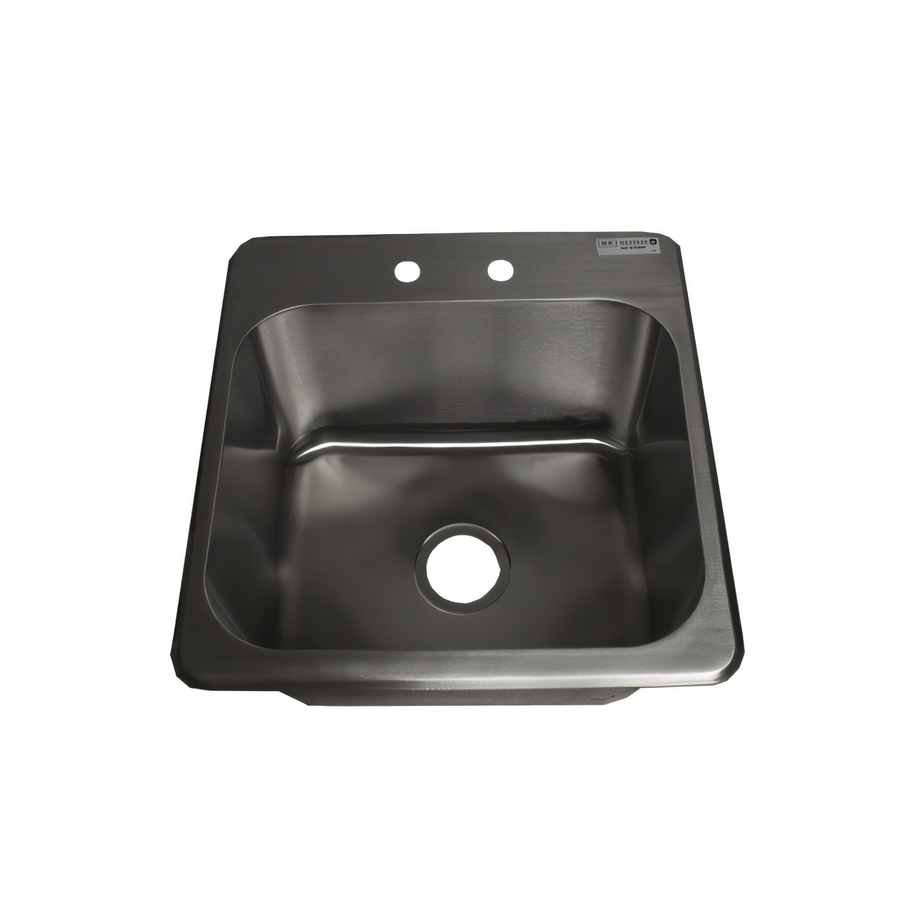Product image #1 for BK Resources Deep Drawn Single Compartment Drop-In Sink with 4" OC Faucet Holes, 20" x 20-1/2" x 10-1/2", 304 Stainless Steel