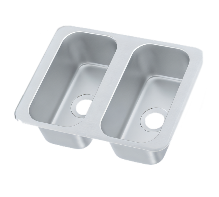 Product image #1 for Vending Cart Self-Rimming Double Bowl Drop-In Sink, 17 x 13 Inches, 304 Stainless Steel