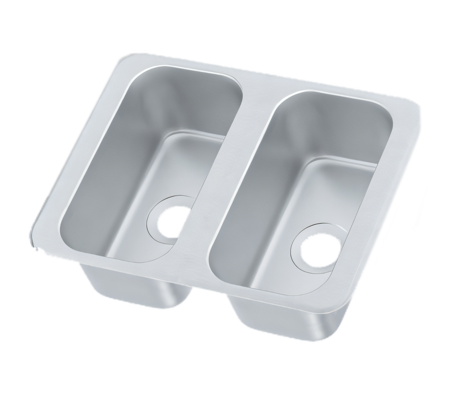 Product image #1 for Vending Cart Self-Rimming Double Bowl Drop-In Sink, 17 x 13 Inches, 304 Stainless Steel