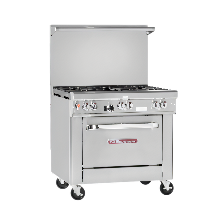 Product image #1 for Ultimate 36-Inch Commercial Gas Restaurant Range with Standard Oven and 6 Open Burners