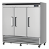 Thumbnail image #1 for Turbo Air Super Deluxe Three-Section Solid Door Reach-In Refrigerator, 64.1 Cu. Ft., Bottom Mount