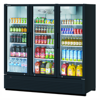 Turbo Air Super Deluxe 3-Section Glass Door Refrigerated Merchandiser, 70.5 Cu. Ft., Self-Contained Bottom Mount