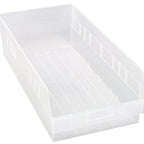 Thumbnail image #1 for Quantum QSB216CL Nesting Clear Polypropylene Shelf Bin, 11-1/8 x 23-5/8 x 6 Inches, 7 Divider Slots Case of 6