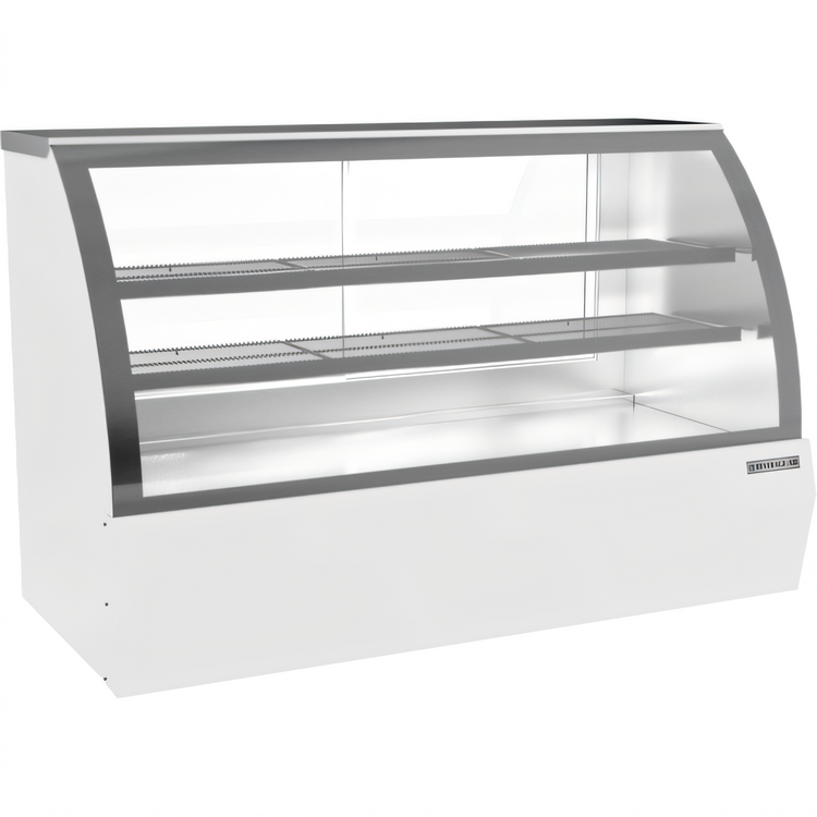 Product image #1 for 74-Inch Open-Food Rated Curved Glass Refrigerated Deli/Bakery Case, White