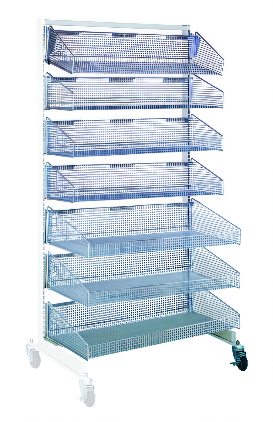 Product image #1 for Quantum Mobile Single-Sided Partition Wall Add-On Unit with 7 Baskets, 48 x 26 x 74 Inches, White/Chrome Finish
