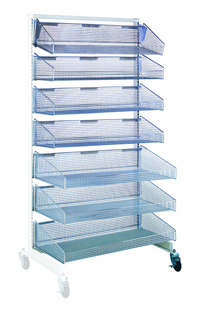 Quantum Mobile Single-Sided Partition Wall Add-On Unit with 7 Baskets, 48 x 26 x 74 Inches, White/Chrome Finish