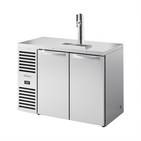 True 48-Inch Two-Section Refrigerated Draft Beer Cooler with Stainless Steel Countertop and 1 Faucet Column