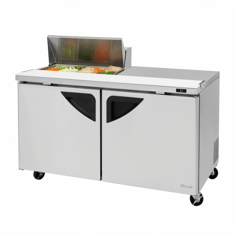Product image #1 for Turbo Air Super Deluxe Two-Section Sandwich/Salad Prep Table, 60-Inch, 16 Cu. Ft., 8-Pan Opening, Stainless Steel