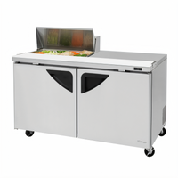 Turbo Air Super Deluxe Two-Section Sandwich/Salad Prep Table, 60-Inch, 16 Cu. Ft., 8-Pan Opening, Stainless Steel
