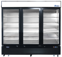 Atosa Three-Section Glass Door Refrigerator Merchandiser, 69.5 Cu. Ft., Black