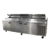 Thumbnail image #1 for Delfield 114-Inch Three-Section Refrigerated Pizza Prep Table, 30.9 Cu. Ft., Stainless Steel Top, 14 Third-Size Pan Capacity, Side-Mounted R290 Refrigeration