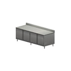 Thumbnail image #1 for BK Resources CSTR5-30120HL Stainless Steel Enclosed Chef Work Table, 120 x 30 Inch, 14-Gauge Top, 5-Inch Back Riser, Locking Doors
