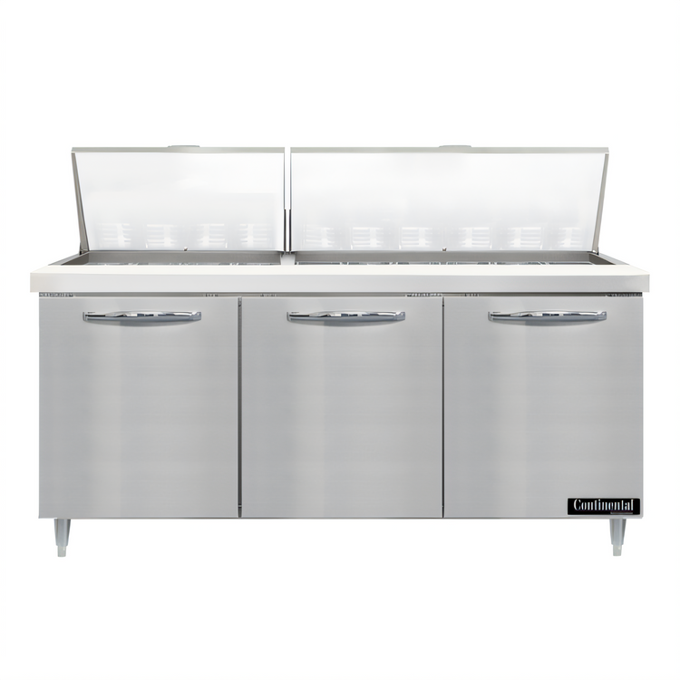 Product image #1 for Continental Refrigerator Designer Line D72N30M 72" Three-Section Mighty Top Sandwich Prep Table