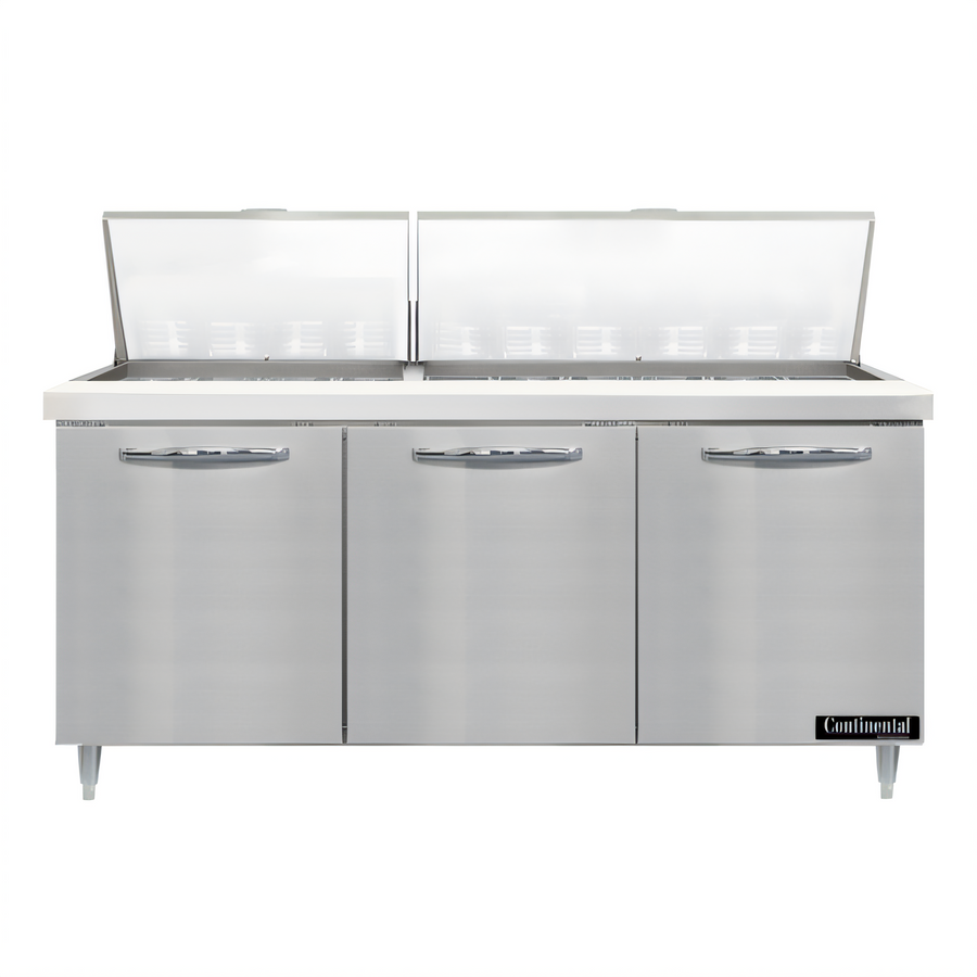 Product image #1 for Continental Refrigerator Designer Line D72N30M 72" Three-Section Mighty Top Sandwich Prep Table