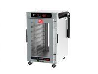 Metro HotBlox Narrow 8-Pan Pass-Thru Undercounter Heated Holding Cabinet with Digital Touchscreen and Clear Front/Rear Doors