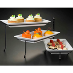 Thumbnail image #1 for American Metalcraft Ironworks TTMEL3 3-Tier Black Wrought Iron Buffet Stand Set with Three Melamine Platters