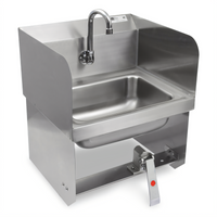 John Boos Pro-Bowl Wall-Mount Hand Sink with 14 x 10 x 5-Inch Bowl, Single Knee Valve, Gooseneck Spout and Side Splashes