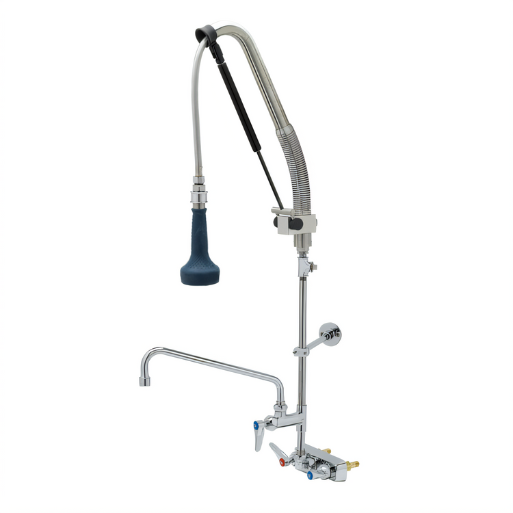 Product image #1 for EverSteel Wall-Mount Workboard Pull-Down Pre-Rinse Unit with Add-On Faucet, 12-Inch Swing Nozzle, 4-Inch Centers