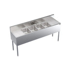 Thumbnail image #1 for Krowne Royal Series KR19-64C Four-Compartment Stainless Steel Underbar Sink with Left and Right Drainboards, Faucet, 72 x 19 Inches