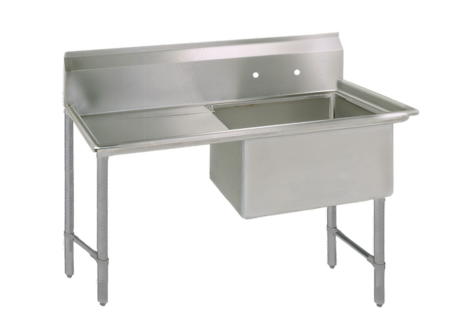 Product image #1 for BK Resources One-Compartment Stainless Steel Sink with Left Drainboard, 24 x 24 x 14 Bowl