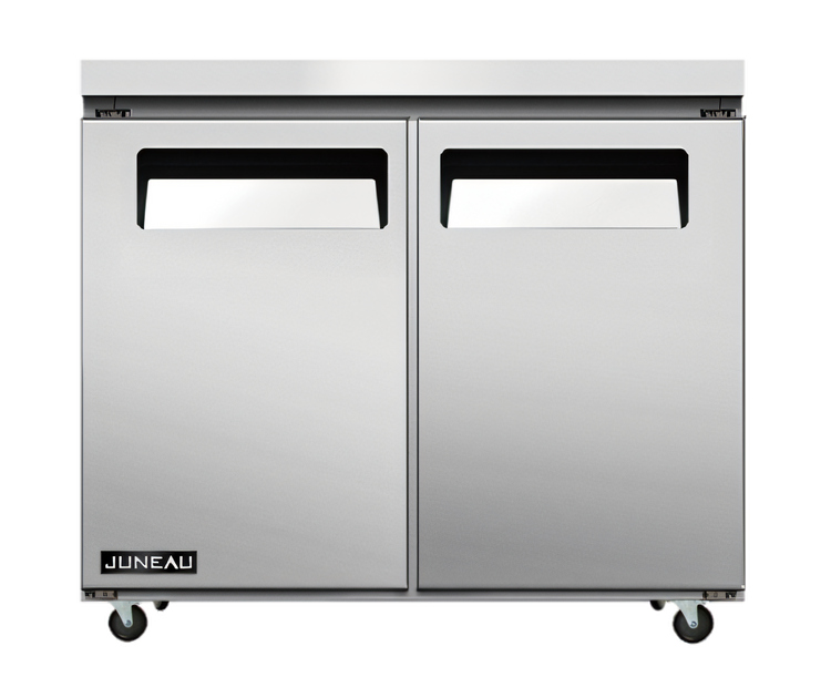 Product image #1 for Juneau 36-Inch Two-Section Undercounter Reach-In Refrigerator, Bottom-Mount, Solid Doors