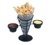 Thumbnail image #1 for Ironworks Black Wrought Iron Conical French Fry Basket with 2 Ramekins