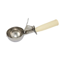 Winco #10 Thumb Press Ice Cream Disher, 3-3/4 oz, Ivory Handle