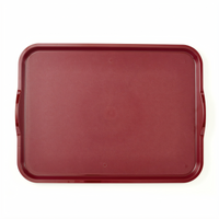 Cambro Camwear 14 x 18 Inch Rectangular Non-Skid Cafeteria Tray with Handles, Dark Cranberry