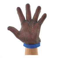 Winco Large Reversible Mesh Cut Resistant Glove, 304L Stainless Steel, Blue