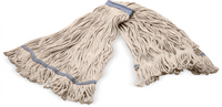 Carlisle Sparta X-Large Looped-End Wet Mop Head, Natural Cotton/Synthetic Blend, Blue Band