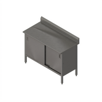 John Boos 16-Gauge Stainless Steel Enclosed Base Work Table with Sliding Doors and 5-Inch Backsplash, 60 x 30 Inches