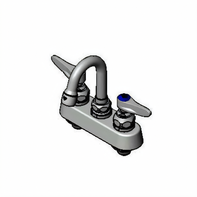 Product image #1 for T&S Brass B-1141-01 4-Inch Center Deck-Mount Workboard Mixing Faucet with 2.2 GPM Swivel Gooseneck