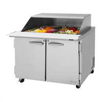 Turbo Air PRO Series Two-Section Mega Top Sandwich/Salad Prep Table with Slide Lid and Rear-Mounted Self-Contained Refrigeration
