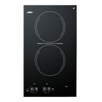 Thumbnail image #1 for Summit Commercial CR2220B 12-Inch Built-In Two-Burner Radiant Electric Cooktop with Black Ceramic Glass Surface and Manual Controls