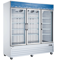 Omcan 53 Cu. Ft. Three-Section Reach-In Glass Door Merchandiser Refrigerator