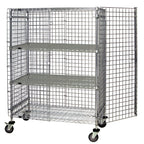 Thumbnail image #1 for Quantum M1836-69SEC-2 Mobile Wire Security Cage, 36"W x 18"D x 69"H, Chrome, 2 Intermediate Shelves