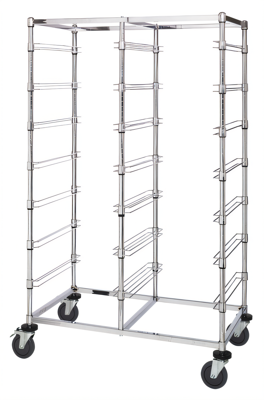 Product image #1 for Quantum Mobile Double-Bay Bin Cart with 14 Bin Levels, Chrome-Plated Finish