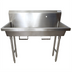 Thumbnail image #1 for BK Resources Two-Station Freestanding Hand Wash Sink with Knee Valve Bracket, 48 Inch Stainless Steel