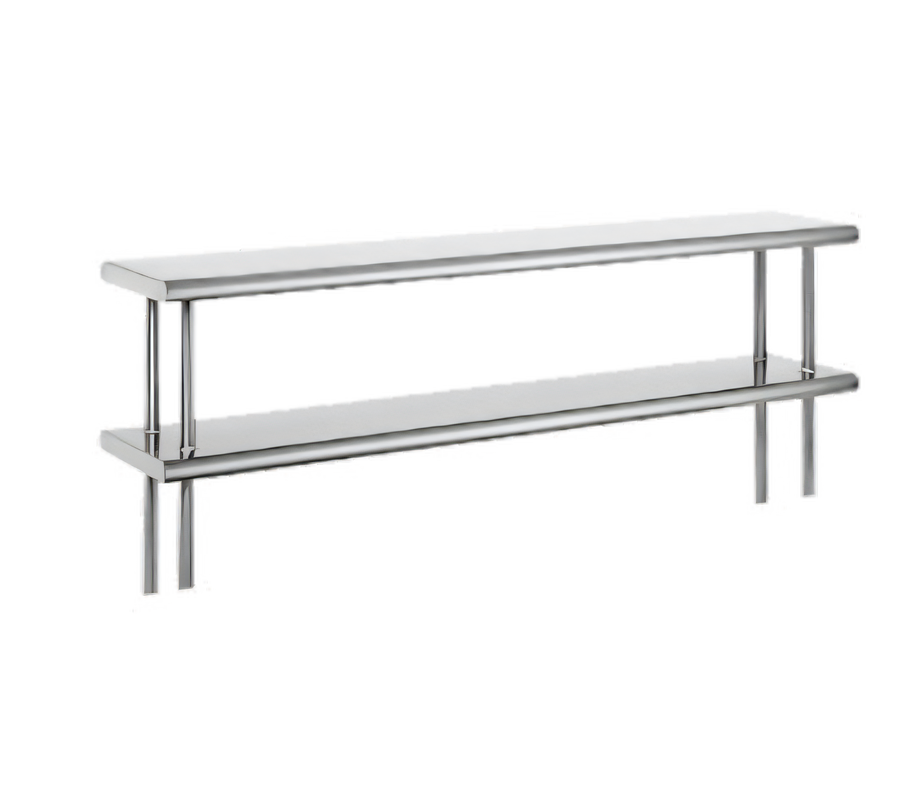 Product image #1 for Advance Tabco ODS-15-120 Double-Deck Table-Mounted Overshelf, 120 Inch x 15 Inch, 18 Gauge 430 Stainless Steel