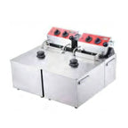 Thumbnail image #1 for Serv-Ware EF-06L-2 Countertop Dual-Basin Electric Fryer, 1.5 Gallons per Basin, Thermostatic, Stainless Steel