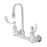 Wall-Mount 8-Inch Center Pantry Mixing Faucet with Swivel Gooseneck Spout
