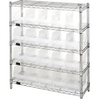 Thumbnail image #1 for Quantum WR5-39-1236-202CL Stationary 5-Shelf Chrome Wire Shelving Bin Center with 20 Clear Bins, 12 x 36 x 39 Inches