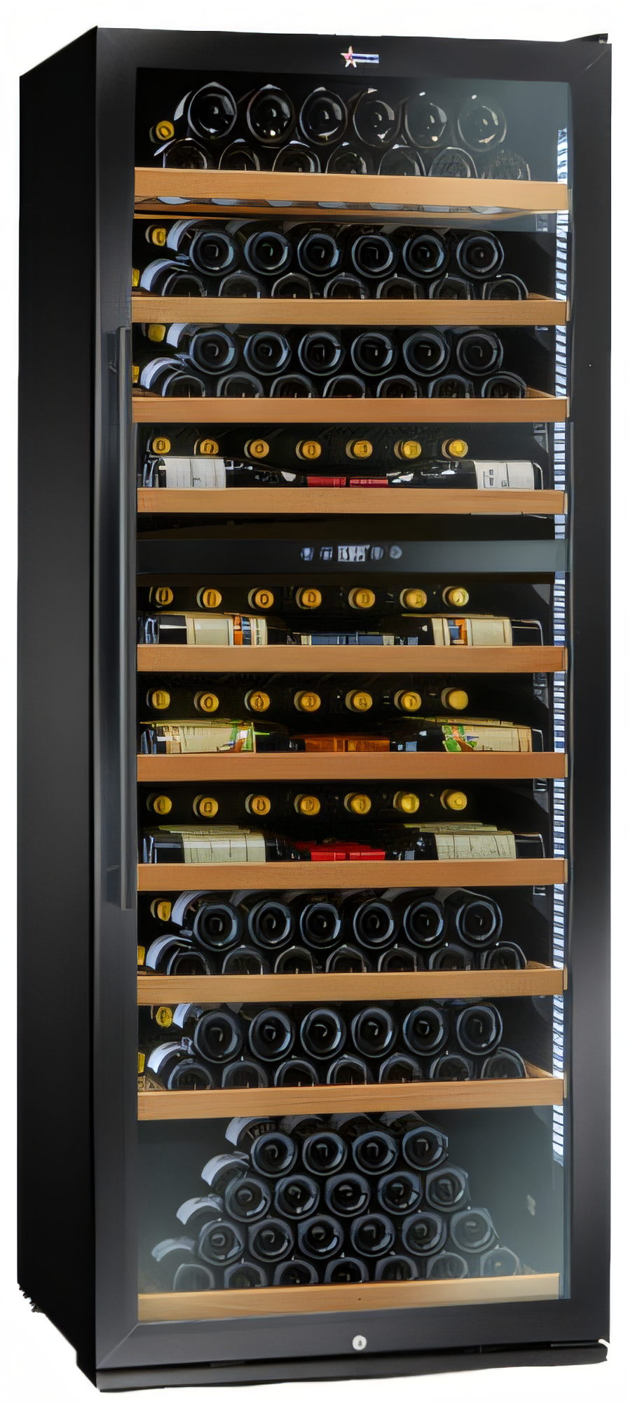 Product image #1 for Omcan Vinovero 290-Bottle Commercial Dual Zone Wine Cooler with Locking Black Framed Glass Door
