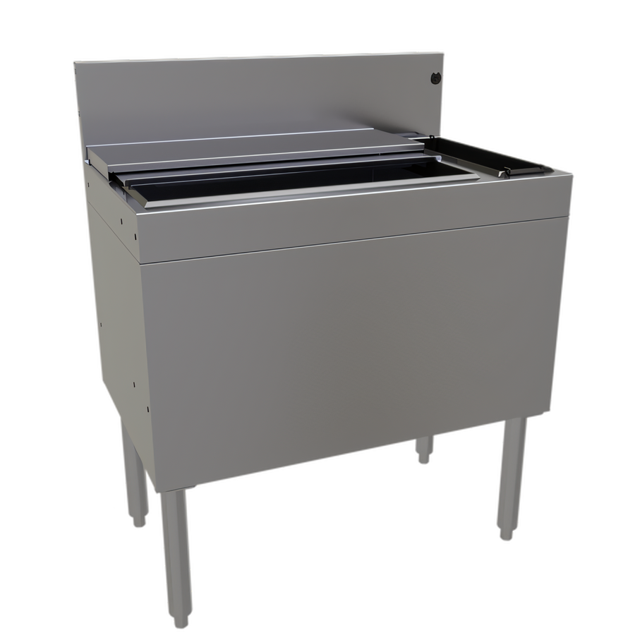 Product image #1 for Glastender Extra Deep Underbar Ice Bin/Cocktail Unit with Built-In 10-Circuit Cold Plate and Bottle Storage