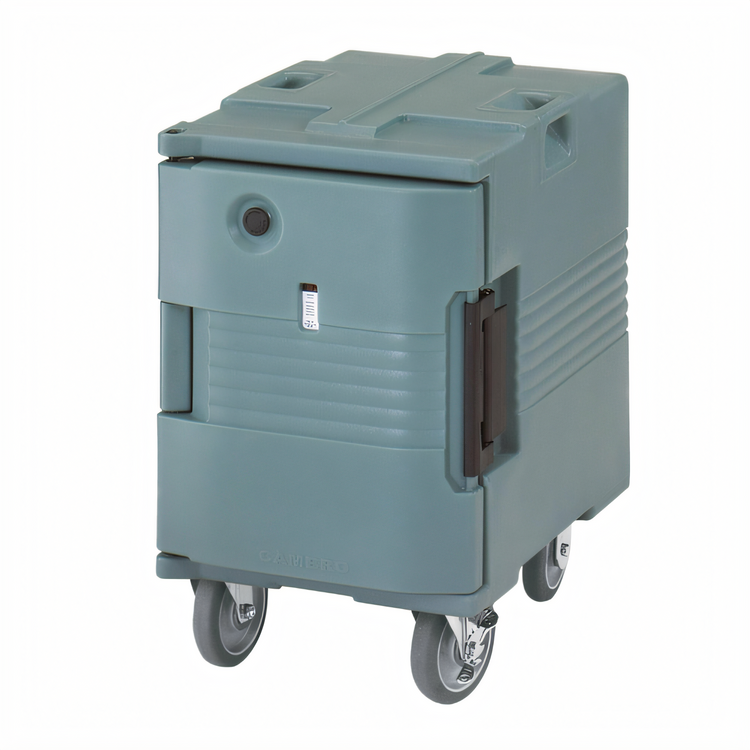 Product image #1 for Cambro Ultra Pan Carrier Heated Front-Loading Food Carrier With Casters, 1 Compartment, 6-Pan Capacity, 110V, Slate Blue