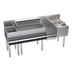 Thumbnail image #1 for Krowne KR24-MX68A Zero-Step Underbar Beverage Workstation, 68-Inch, Stainless Steel, 115-lb Ice Capacity, Dump Sink, Glass Rinser, Speedrail