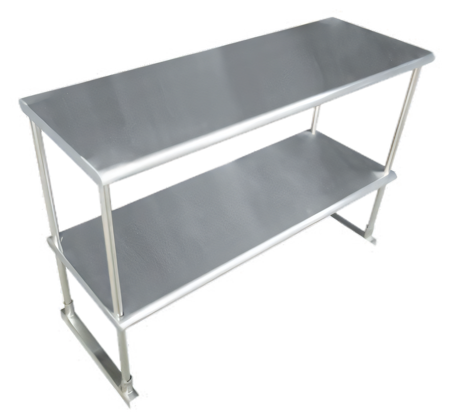 Product image #1 for Advance Tabco Special Value Series Table-Mounted Double Deck Stainless Steel Overshelf, 48-1/4 in W x 12 in D x 32 in H