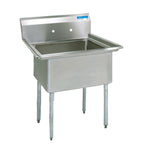 Thumbnail image #1 for BK Resources ES-1-24-14 One-Compartment Stainless Steel Sink, 24 x 24 x 14-Inch Bowl, 9-Inch Backsplash, Galvanized Legs