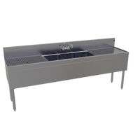 Glastender 84-Inch Wide x 19-Inch Deep Three-Compartment Underbar Sink Unit with Dual Drainboards