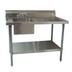 Thumbnail image #1 for 72-Inch Left-Side Prep Sink Work Table with 304 Stainless Steel Top, 6-Inch Backsplash, and Galvanized Undershelf